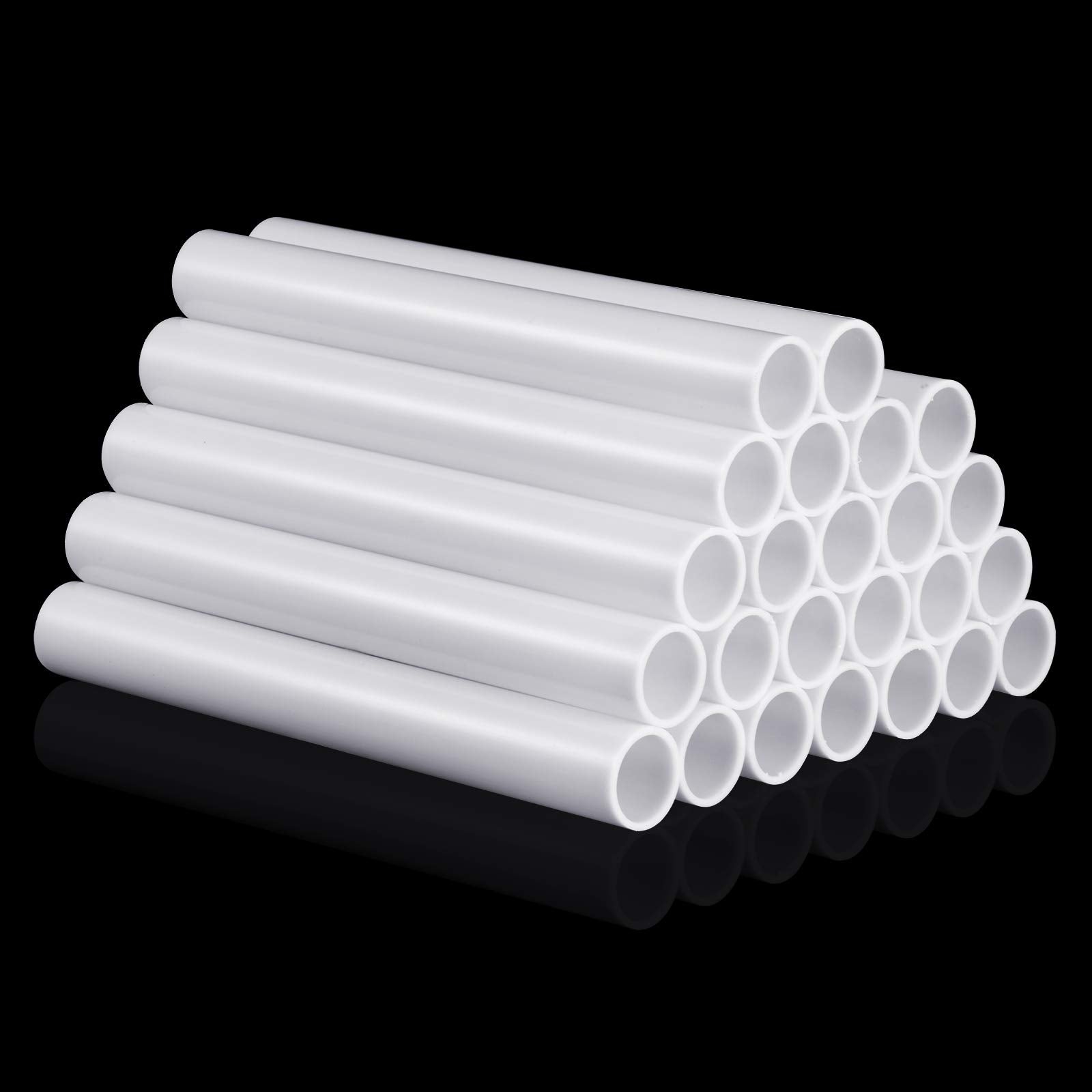 24 Pieces White Plastic Cake Dowels Rods for Tiered Cake Hollow Cake Sticks Wedding Cake Support Rods Round Cake Straws for Stacking and Supporting (0.75 Inch Diameter  6 Inch Length)